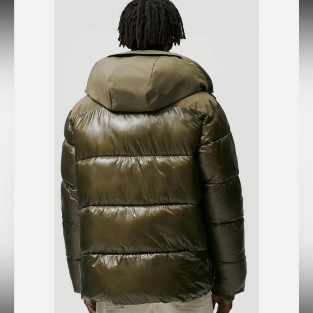 Zara Men's Khaki Contrast Puffer Jacket Size S - Picture 2 of 14